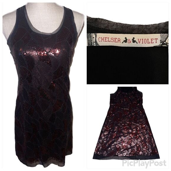 Chelsea & Violet Sequin Detail Mini Cocktail Dress - Picture 1 of 12